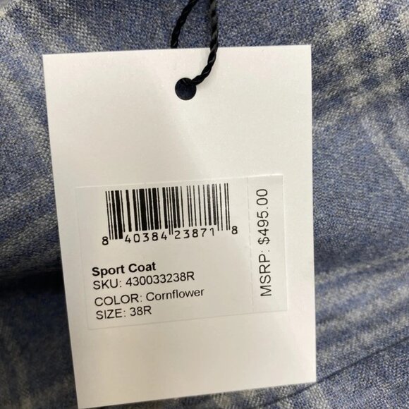 NEW GEN TEAL Men’s Plaid Check Sport Coat Size 38 Regular Cornflower Blue - Picture 2 of 11